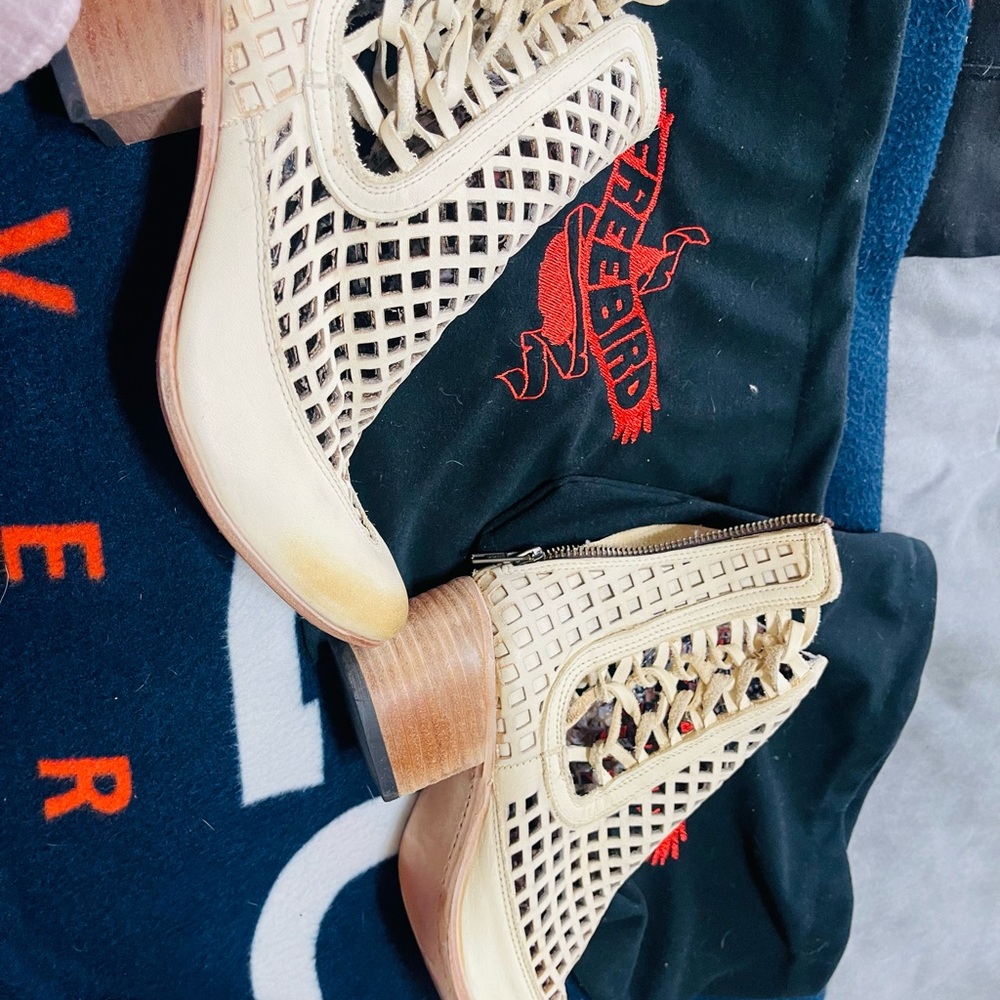 Freebird Beige Cutout Ankle Boots